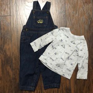 Two piece denim overalls